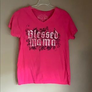 Bella Soul pink Blessed Mama tee, size Large